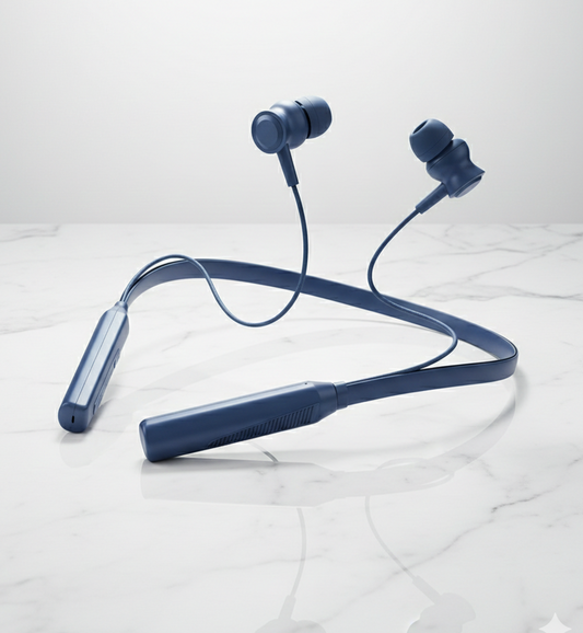 Wireless Bluetooth Neckband with Deep Bass (Blue)