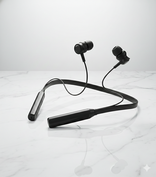 Wireless Bluetooth Neckband with Deep Bass (Black)